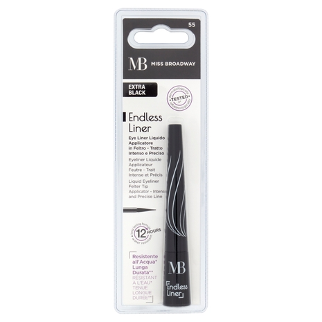 Miss Brodway Endless Liner Eye Liner Liquido Applicatore Feltro Tratto Intenso e Preciso Extra Black